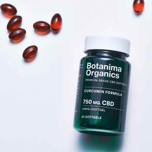 Premium-CBD-Softgels-with-Curcumin-and-Green-Jar-Botanima-Organics