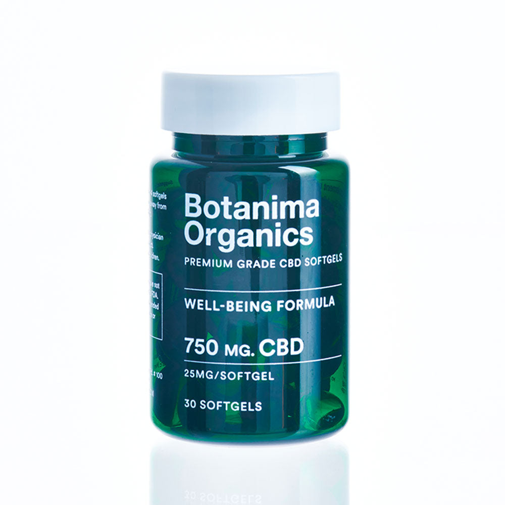 Premium-CBD-Softgels-Jar-25mg-Well-being-Formula-Botanima-Organics